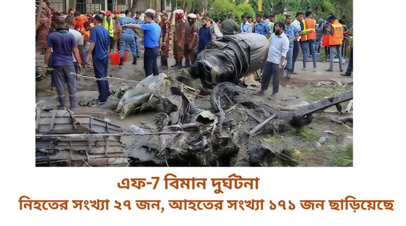 এফ-7 বিমান দুর্ঘটনা: নিহতের সংখ্যা ২৭ জন, আহতের সংখ্যা ১৭১ জন ছাড়িয়েছে